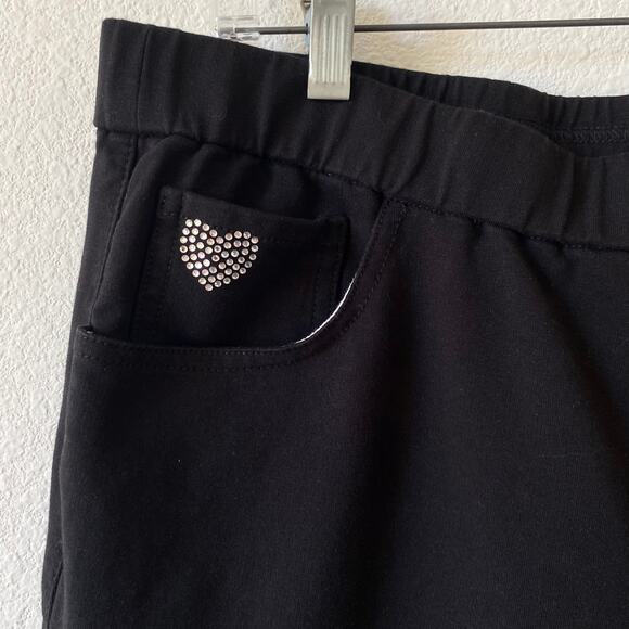 QUACKER FACTORY DREAMJEANNES NWOT Sparkle & Shine Pull On Gaucho Pants L Black - Picture 2 of 6